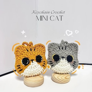 Mini Cat Crochet patterns, cute kitty crochet amigurumi, Mini Cat keychain crochet animals, small cat crochet gifts, handmade cat lover gift