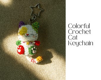Crochet Cat Keychain Pattern: Colorful Amigurumi Animal (PDF Pattern