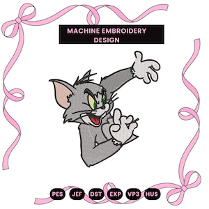 Motifs de broderie chat, motif de broderie souris chat assorti, fichiers de broderie Machine chat, motif de broderie, fichier à téléchargement immédiat