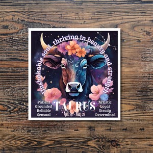 Stier Sternzeichen Aufkleber Astrologie Geschenk für Stier Liebhaber Erde Zeichen Vinyl Aufkleber Taurus Eigenschaften Planer Laptop Scrapbook Dekor