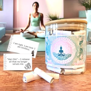 Mensajes inspiradores en un frasco (no la Biblia), 101 mantras para empezar el día, afirmaciones diarias, caja para aliviar la ansiedad, tarjetas de atención plena, regalo para mujeres.