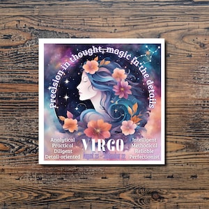 Jungfrau-Tierkreiszeichen-Aufkleber Astrologie-Geschenk für Jungfrau-Liebhaber-Horoskop-Vinylaufkleber Nachdenkliches Geschenk für Planer Journals Scrapbook