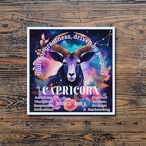 Steinbock Sternzeichen Aufkleber Astrologie Geschenk für Steinbock Liebhaber Horoskop Dekor Steinbock Eigenschaften Geburtstag Geschenk Ästhetische Persönlichkeit Vinyl