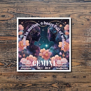 Pegatina de vinilo con el signo del zodiaco Géminis, regalo astrológico para amigos Géminis, regalo de horóscopo, regalo de cumpleaños de Géminis, personalidad de Géminis, decoración de Géminis