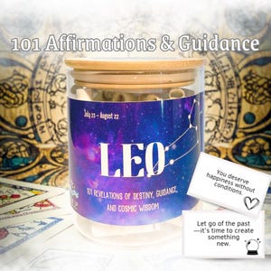Leo tägliche Affirmationen Glas 101 Zitate Astrologie Geschenk für Selbstvertrauen Sternzeichen Geburtstag positive Motivation Notizen Feuerzeichen Dekor Aufkleber