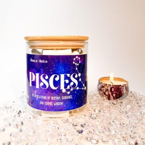 Pot d'horoscope Poissons + autocollant en vinyle, 101 affirmations et prédictions, cadeau du zodiaque, conseils en astrologie, cadeau mystique pour les âmes Poissons
