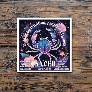 Pegatina del signo zodiacal Cáncer, regalo astrológico para los amantes de Cáncer, decoración del horóscopo, regalo de cumpleaños, rasgo de Cáncer, estética de Cáncer, calcomanía de personalidad de Cáncer