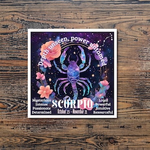 Pegatina del signo zodiacal Escorpio, regalo astrológico para fans de Escorpio, calcomanía de vinilo con rasgos místicos de Escorpio, decoración espiritual.