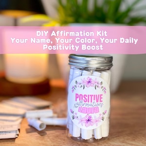 Barattolo di incoraggiamento personalizzato, kit di affermazioni fai da te, 50 promemoria giornalieri e potenziamento della fiducia, regalo per la salute mentale delle donne, vibrazioni positive