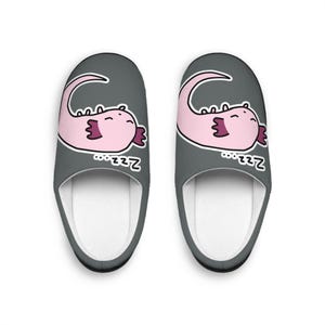 Axolotl Women&#39;s Slippers Gray Cute Animal House Shoes Cozy Bedroom Footwear Gift for Her Indoor Slip-Ons