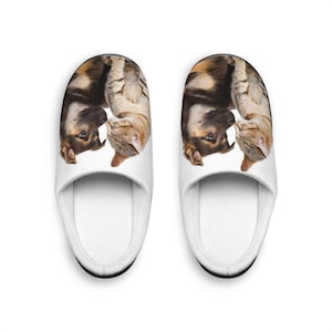 Cute Pet Indoor Slippers for Pet Lovers Cozy Slippers Animal Print Slippers Gift for Cat Lovers Fun Home Footwear