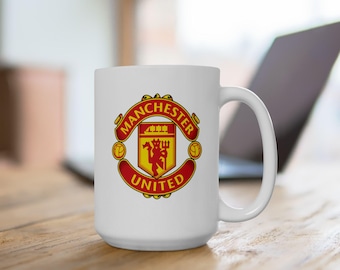 Manchester United Mug: 15oz Ceramic Coffee Cup, Soccer Fan Gift