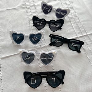 Personalized party glasses | Heart sunglasses | Glasses for your wedding | Wedding glasses | Heart-shaped glasses stickers | Bachelorette party | Glasses with pearls