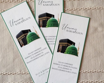 Umrah Mubarak Place Card Set | Elegant Table Decoration for Umrah | Place Cards | Islamic Place Card with Duas & Blessings | Umrah Gift