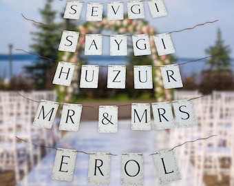Garland | Personalized registry office garland | Pennant chain | Wedding garland | Personalized gifts | Wedding | Registry office | Cord