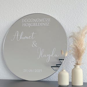 Vinyl Sticker Welcome Sign Wedding - Wedding Mirror Sticker - Personalized Lettering - Round Wedding Sign - Wedding Decal