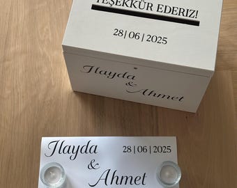 Vinyl Sticker Wedding Card Box – Gift Box Stickers – Personalized Lettering – Wedding Post – Wooden Box for Gifts – Wedding Box