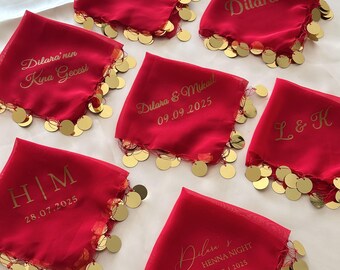 Halay shawls | Henna evening celebration | personalized gifts | Dance shawls | Wedding | Isimli Halay Mendiller | Kina Mendili