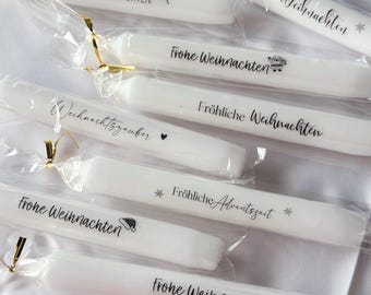 Christmas candle with saying, taper candle 18 cm, Merry Christmas gift, handmade candle, Christmas decoration, Advent season, party favor
