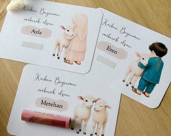 Personalized Kurban Bayram Money Card - Eid Mubarak Gift for Kids