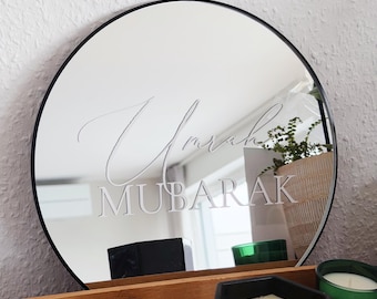 Mirror Welcome Sign – Round Mirror – Umrah Decoration – Umrah Mubarak – Umrah Gift – Personalized Welcome Sign