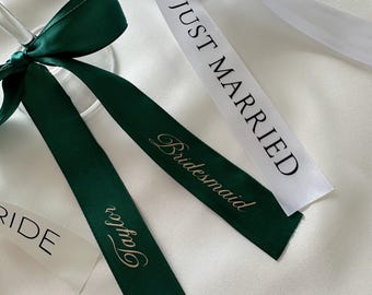 Personalized ribbons for glasses | Wedding | Satin ribbon | Wedding glassware, bridal shower ribbons | Wedding decoration