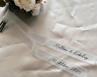 Bridal bouquet ribbon | Personalized chiffon ribbon | Floral ribbon | Wedding | Chiffon ribbon for weddings | Registry office | Engagement | Wedding decoration