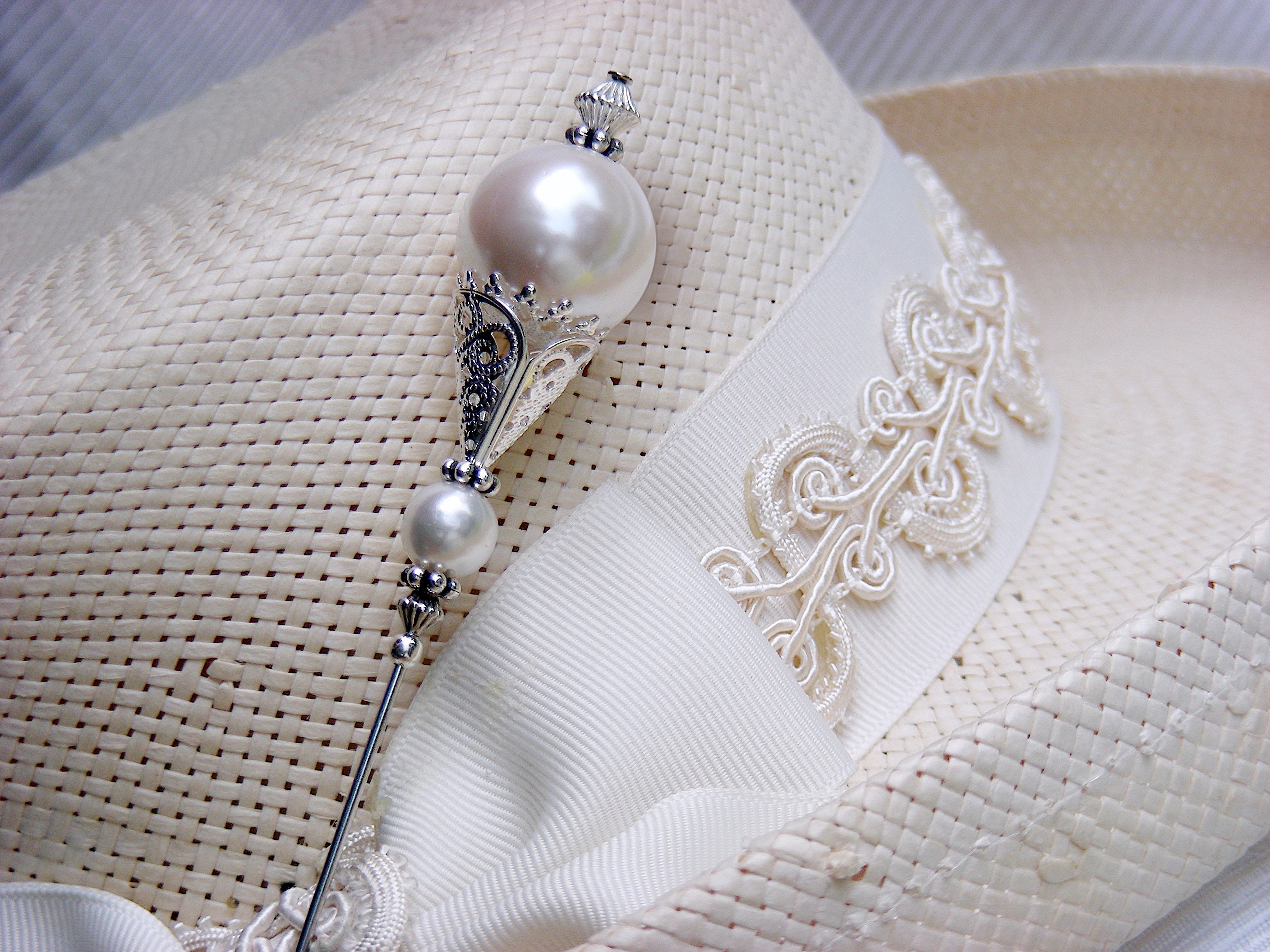 Antique Victorian Faux Pearl Hat Pins Lot of 2 Alilang 5Pcs/ 3Pcs Classic Vintage Hat Pin Long Needle Faux  main image 2