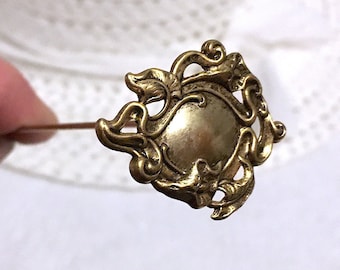 HATPIN with Baroque old Brass Finish VICTORIAN EYE - Art Deco 10 inch Hat Pin