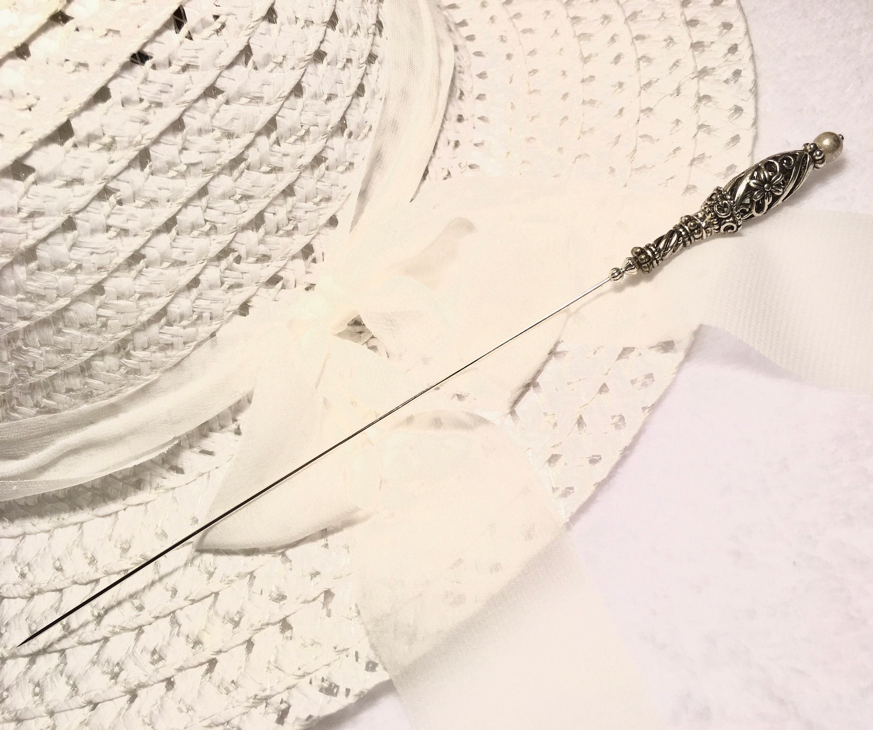 NWT French Style Saucer HatPin HATPIN With Rare TIBETAN PEWTER French Design - Silver  main image 2