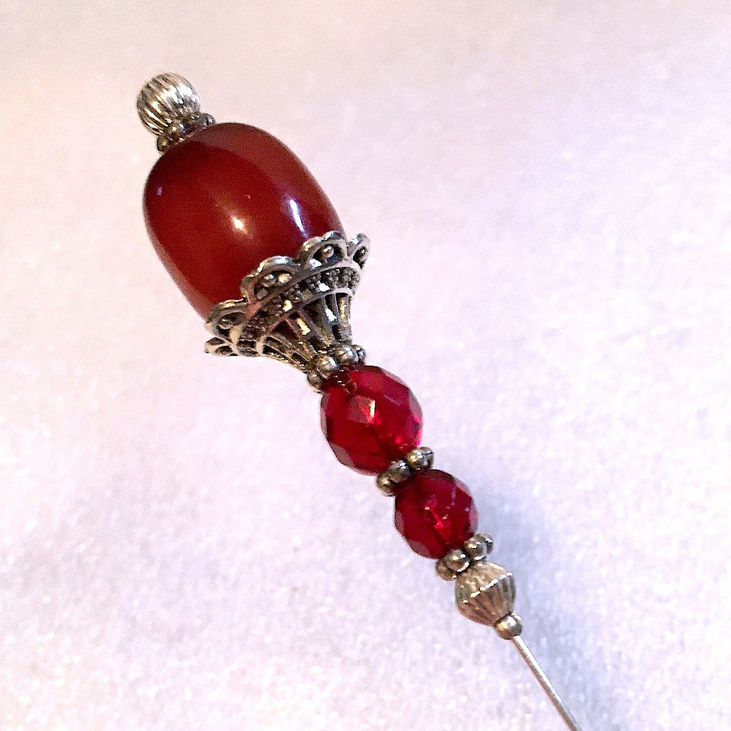 Antique amber/carnelian hat pin Antique 18K Yellow Gold Carnelian Agate Cameo 3 main image 2