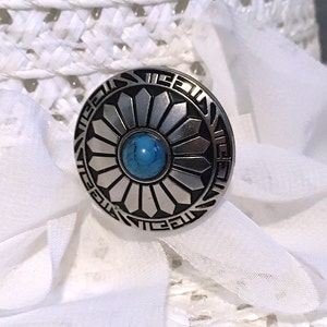 Southwest HATPIN with TURQUOISE STONE - 10 inch Long - Silver Finish Setting