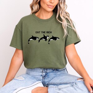 Eat The Rich Orca Whale T-Shirt: Funny Retro Animal Tee