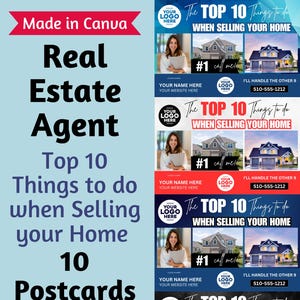 Top 10 Things To Do When Selling Your Home, Real Estate Postcard Template, 5.5x8.5, Realtor Marketing Tool, Digital Download