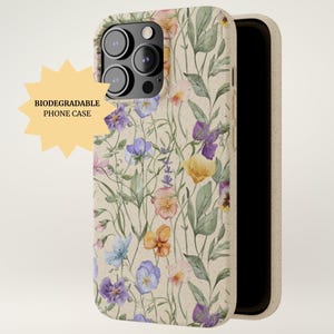 Biologisch abbaubare gepresste Wildblumen-Telefonhülle - Umweltfreundliche Wildblumenästhetik, Geschenk für Naturliebhaber, nachhaltige Blumentelefonhülle