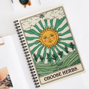 Escolha ervas Caderno Verde - Diário de ervas, Presente para amantes de plantas bruxas, Registro de jardinagem, Estética de boticário, Estética de bruxa verde
