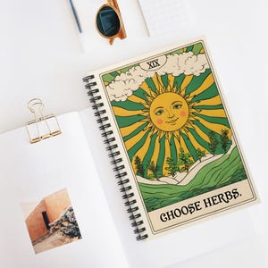 Caderno Herbal Sun Verde/Amarelo - Diário Herbal, Presente para Amantes de Plantas Bruxa, Registro de Jardinagem, Estética de Boticário, Estética de Bruxa Verde