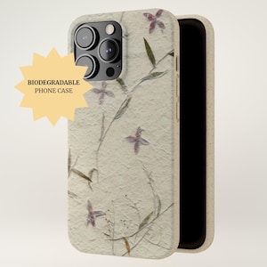 Custodia per telefono in carta con fiori secchi - Fiori pressati ecologici, estetica, custodia per telefono con fiori di campo secchi biodegradabili