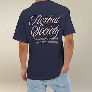 Camiseta unisex de gran tamaño de Herbal Society: camiseta cuadrada, herboristería, camiseta botánica vintage para hombre, camiseta de hierbas, camiseta Choose Herbs, regalo de herbolario