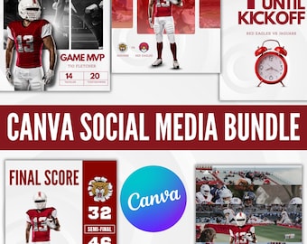 Game Day Graphics Bundle, Editable Canva Sports Social Media Templates