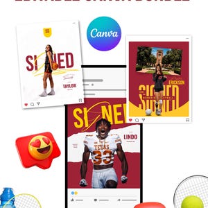 Pacchetto sportivo Canva modificabile, poster di giocatori senior impegnati per basket, calcio e pallavolo, social media