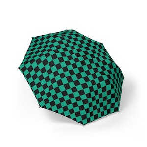 Stylish Foldable Umbrella with Checkered Design, Compact Travel Umbrella, Gift for Rainy Days, Unique Rain Gear, Colorful Rain Accessory
