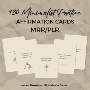 130 Minimalist Positive Affirmation Cards, Printable Encouragement Cards, Overcoming Challenges and Self-Empowerment, PDF Printable Cards