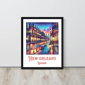 Impresión de viaje tradicional de Nueva Orleans: Luisiana, Barrio Francés, póster de Nueva Orleans, impresión de Nueva Orleans, regalo de boda