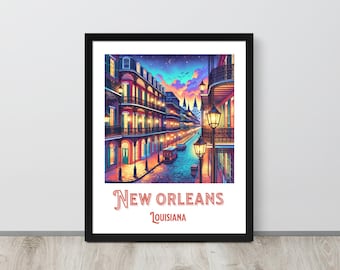 New Orleans traditional travel print - Louisiana, French Quarter, New Orleans poster, New Orleans print, Wedding gift