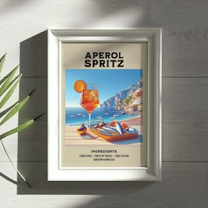 Aperol Spritz Kunstdruck | Cocktail-Poster | Hochzeit Signature Drink Zeichen | Trendige Wand | Minimalistisch, elegant, raffiniert