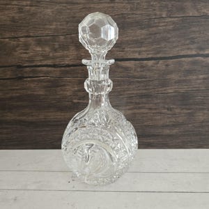 Vintage 10&quot;Made In West Germany Hofbauer Byrdes Hard Cut Lead Crystal  Decanter