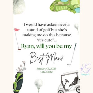 Digital Golf Groomsmen Proposal Card