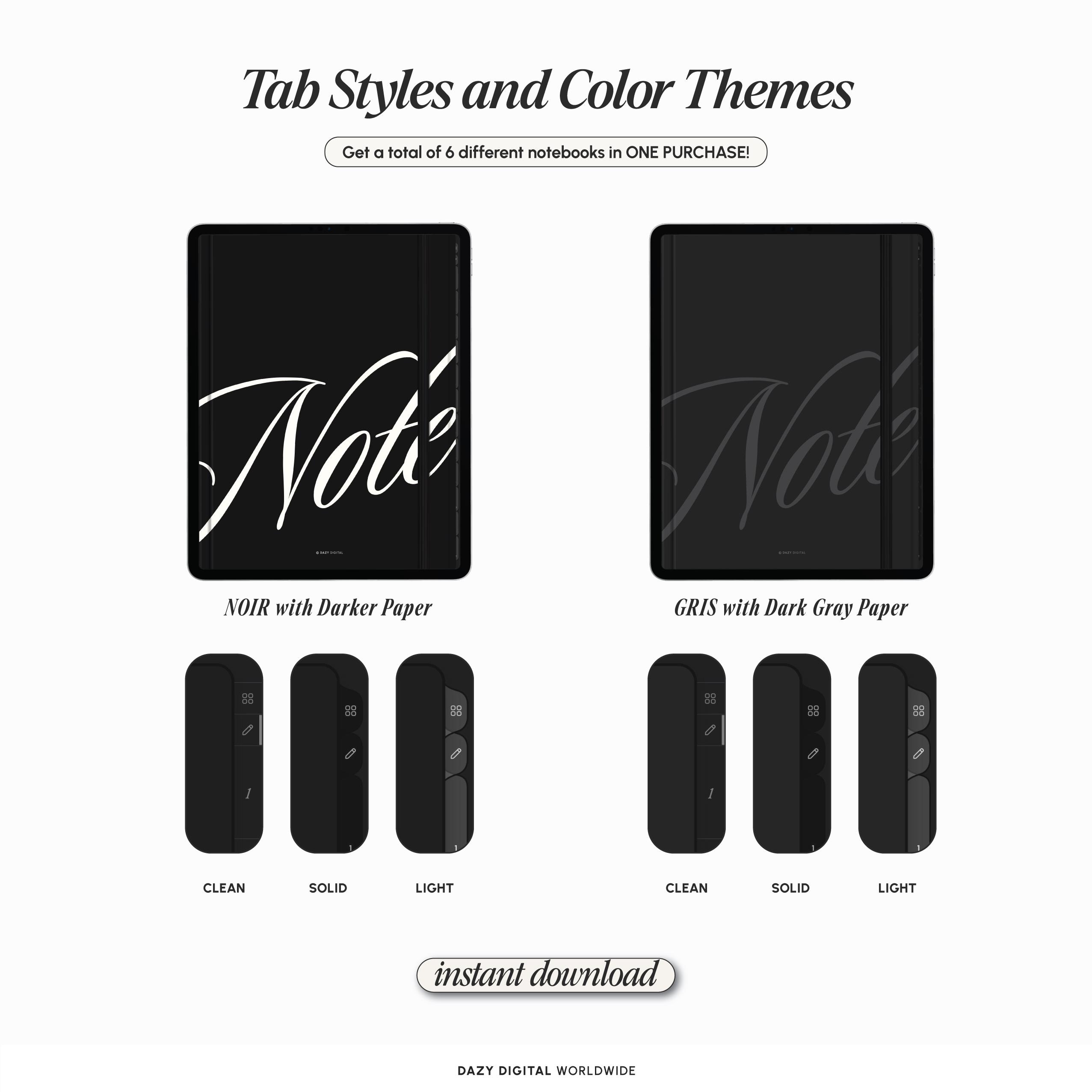 DARK MODE Digital Notebook | 50 Templates | Hyperlinked Sections ...