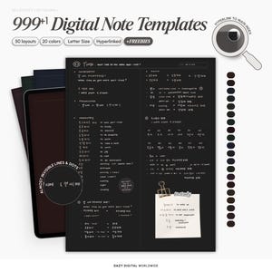 DARK MODE Digital Note Templates (v2) GoodNotes Notability | Minimal Student iPad Android Notes | Digital Notetaking Templates